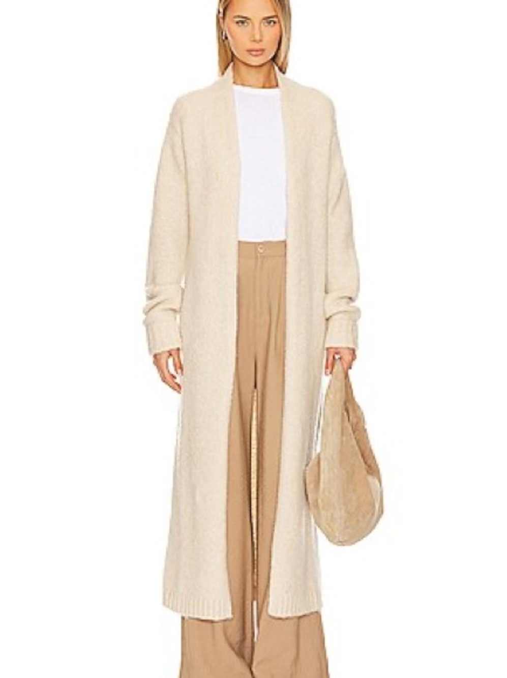 Lโacademie Cream Open-Front Duster Cardigan
